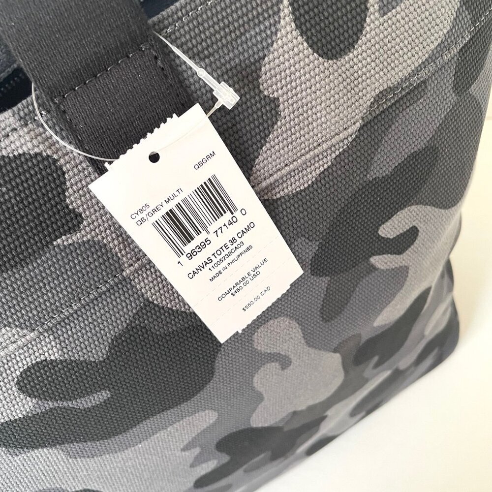 Coach Tote 38 Gray Camo Canvas Leather Carryall CY805 - Picture 8 of 9